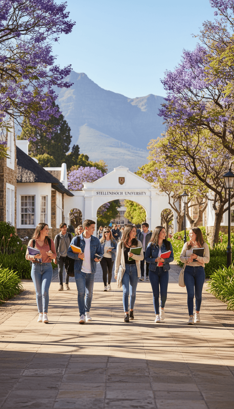 Students walking across a university campus pathway with books in hand