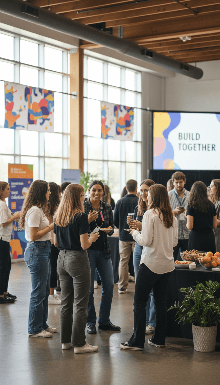 Students networking with each other at a community event